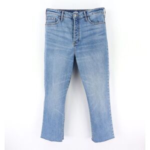 Old‎ Navy Kicker Bootcut Jeans Button Fly Womens 8 Faded Blue High Rise Cut-Off
